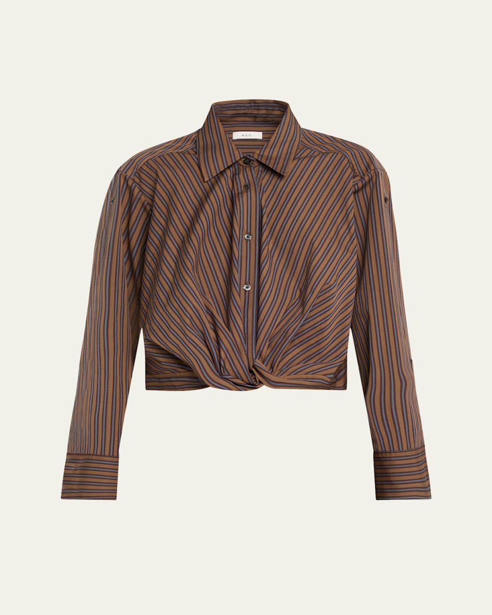 Leo Stripe Long-Sleeve Poplin Shirt